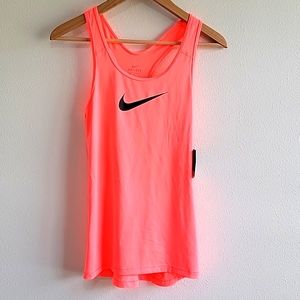 Nike Neon Coral Racerback Tank with Black Swoosh Logo